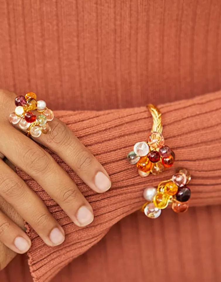 Anillos Grandes | Majorica Anillo De Perlas Ajustable Corfu Con Cristales De Murano