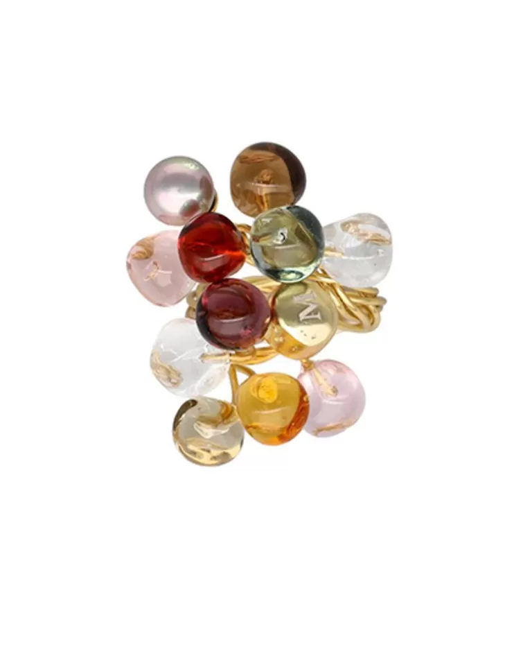 Anillos Grandes | Majorica Anillo De Perlas Ajustable Corfu Con Cristales De Murano