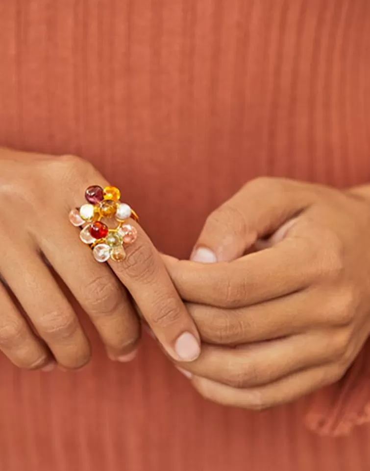 Anillos Grandes | Majorica Anillo De Perlas Ajustable Corfu Con Cristales De Murano