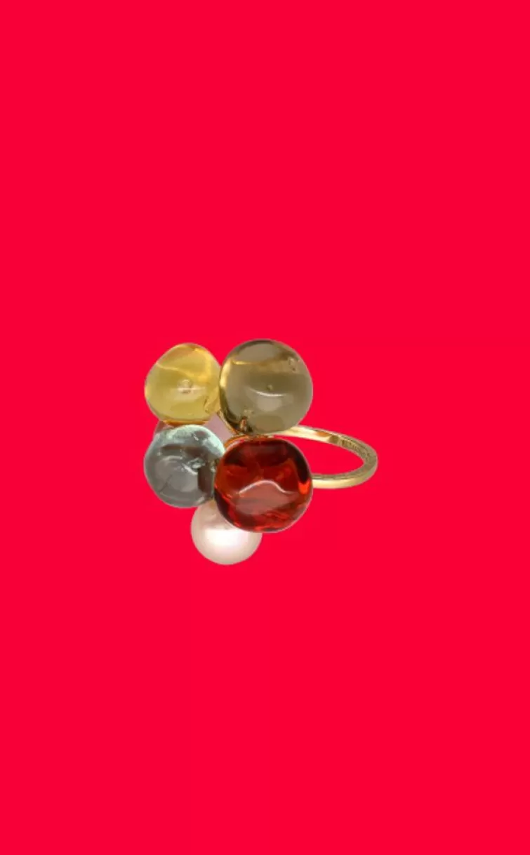 Anillos Grandes | Majorica Anillo Flor Corfu Con Perlas Y Cristales De Murano