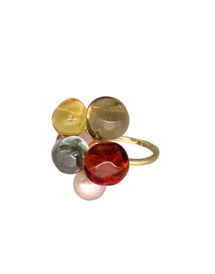 Anillos Grandes | Majorica Anillo Flor Corfu Con Perlas Y Cristales De Murano