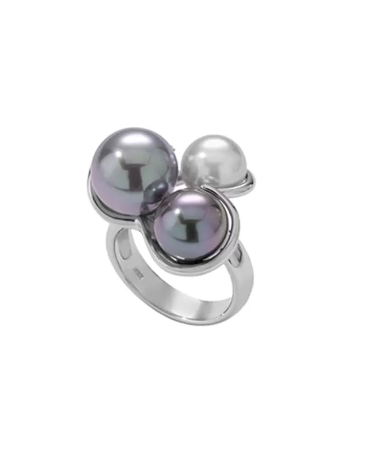 Anillos Grandes | Majorica Anillo Galaxy En Plata Con Perlas Multicolor