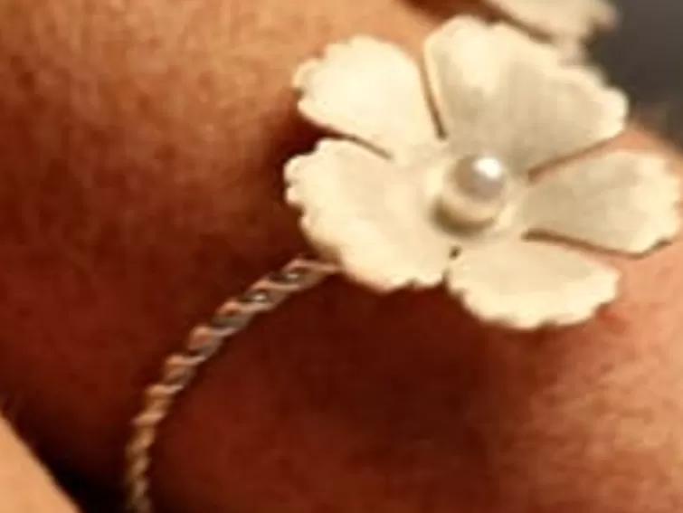 Brazaletes Rígidos | Majorica Brazalete Novia Santorini Bianco Ajustable Con Flores Nacaradas Y Perlas