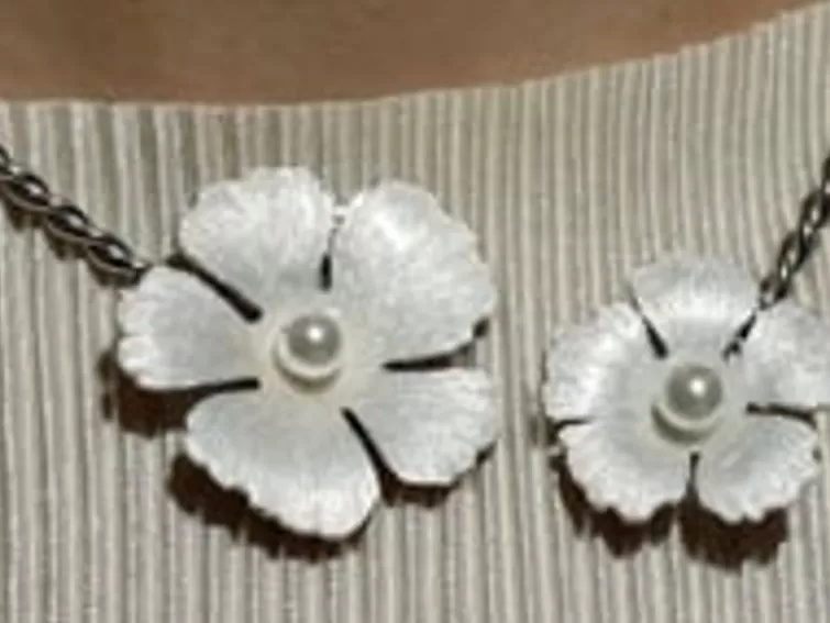 Gargantillas De Perlas | Majorica Choker Novia Santorini Bianco De Plata Ajustable Con Flores Nacaradas