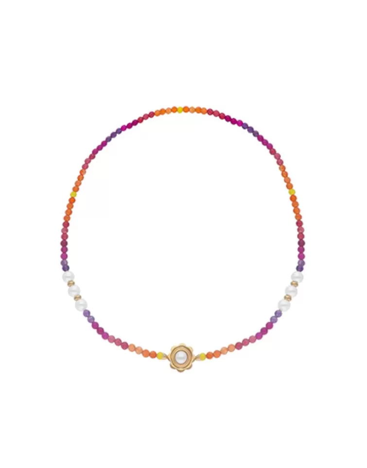 Collares Con Piedras | Majorica Collar Color Pop Sunset Con Piedras Degrade Y Perlas Blancas