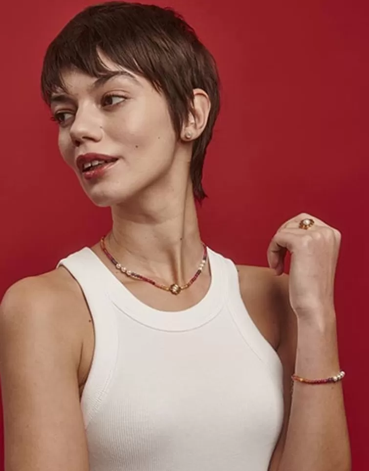 Collares Con Piedras | Majorica Collar Color Pop Sunset Con Piedras Degrade Y Perlas Blancas