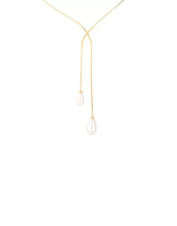 Cadenas Con Perlas | Majorica Collar Corto Elixa Dorado Con Perla Blanca Pera