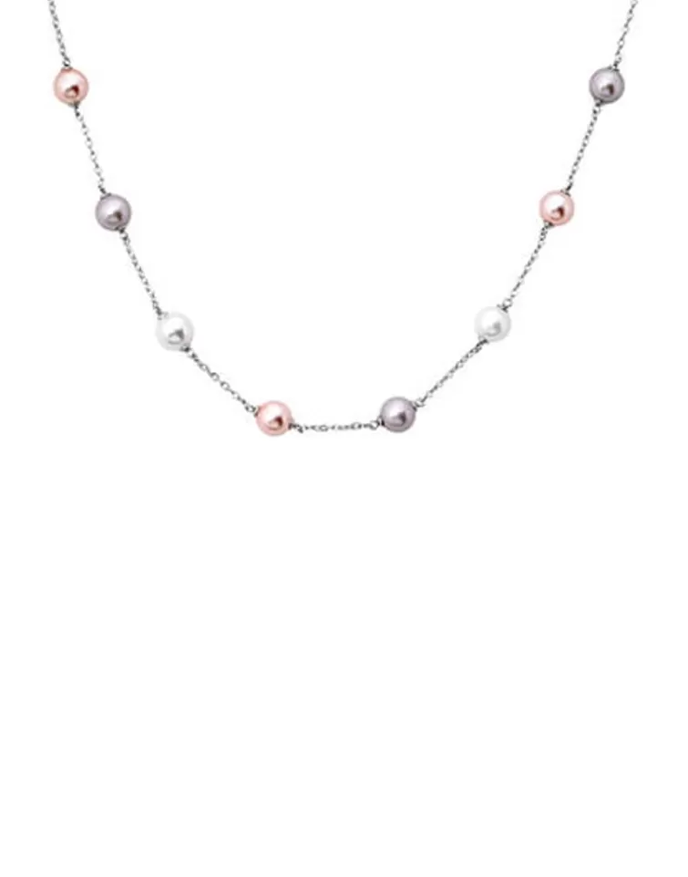 Cadenas Con Perlas | Majorica Collar Corto Ilusion Perlas Blancas, Nuage Y Pink 8Mm