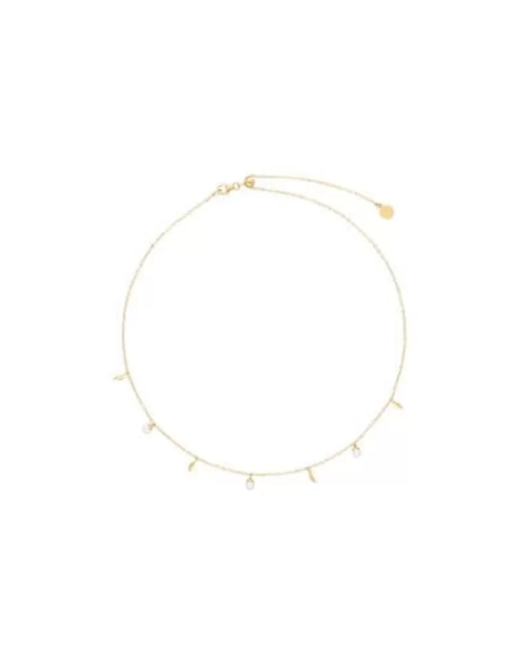 Cadenas Con Perlas | Majorica Collar Corto Romea En Plata Dorada Y Perlas