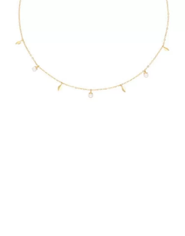 Cadenas Con Perlas | Majorica Collar Corto Romea En Plata Dorada Y Perlas