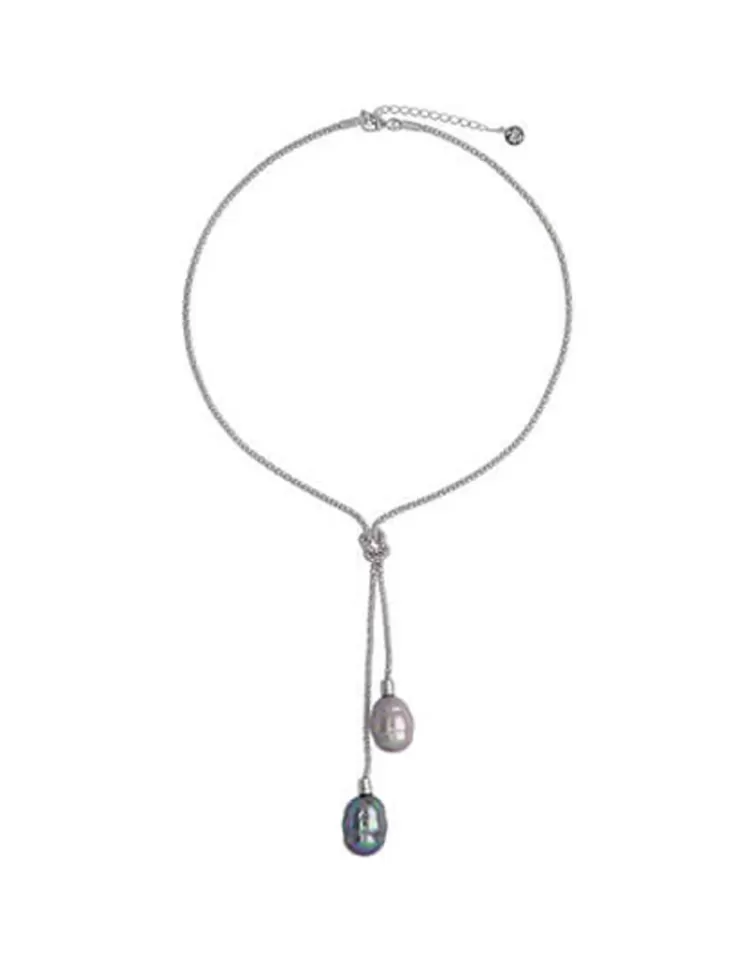 Cadenas Con Perlas | Majorica Collar Corto Tender Plata Perlas Gris Y Nuage
