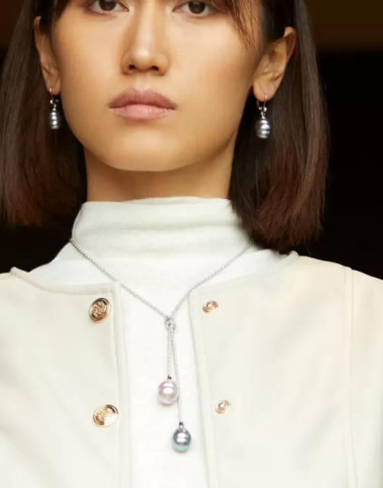Cadenas Con Perlas | Majorica Collar Corto Tender Plata Perlas Gris Y Nuage