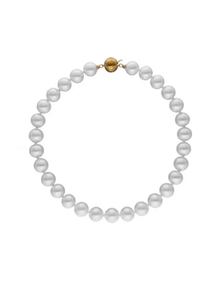 Gargantillas De Perlas | Majorica Collar De Perlas Corto Lyra Dorado 14Mm 45Cm
