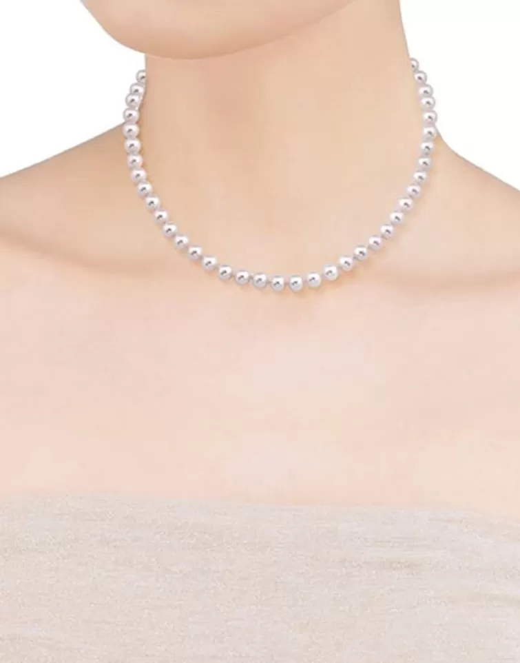Gargantillas De Perlas | Majorica Collar De Perlas Corto Lyra Plata 8Mm 50Cm