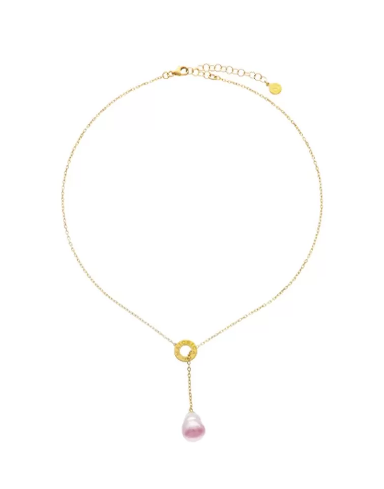 Colgantes Con Cadena | Majorica Collar Encadenado Luar Con Perla Barroca Bicolor Rubi