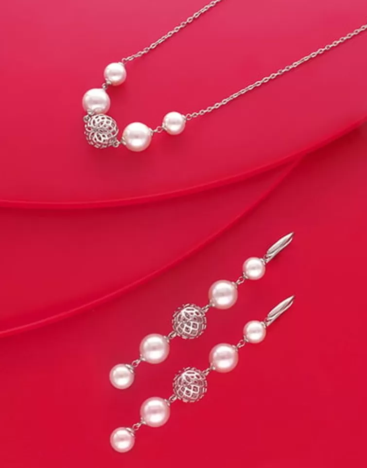 Collares Para Boda | Majorica Collar Eternal Con Perlas Redondas Y Bola Calada En Plata