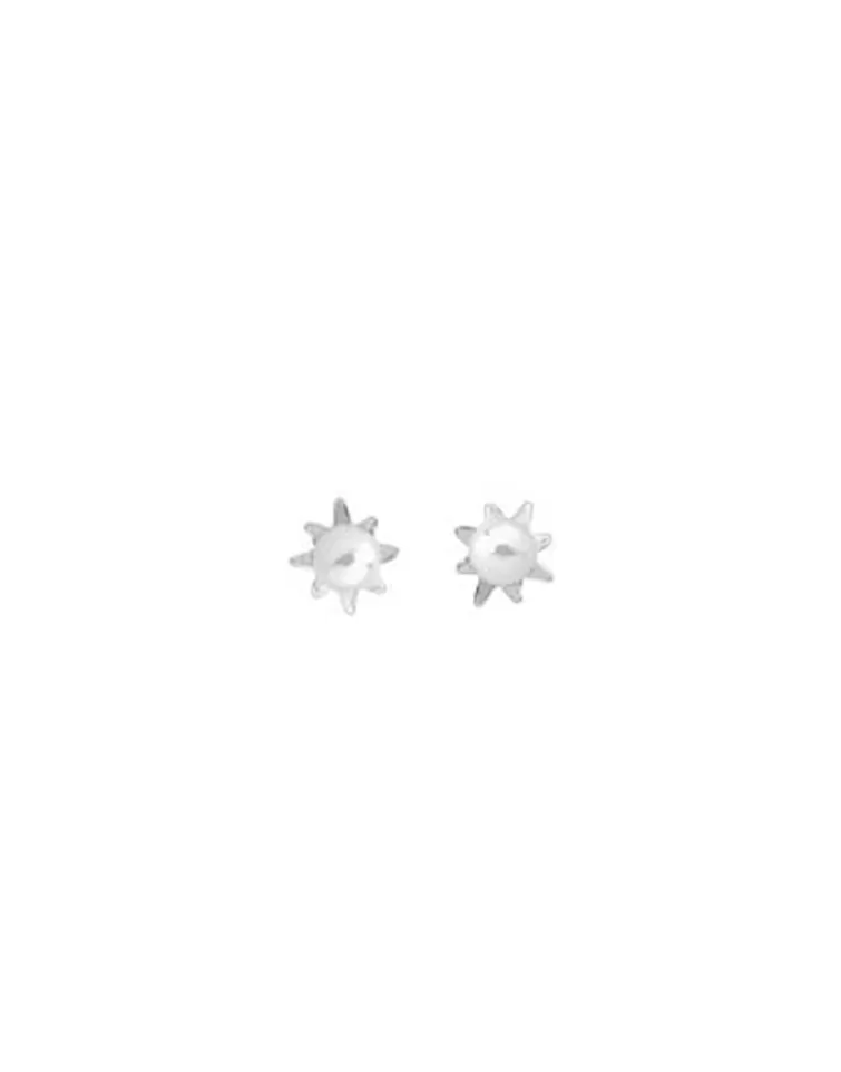 Pendientes Cortos | Majorica Pendientes Cies Plata Mini Flor Con Perla Blanca 4Mm