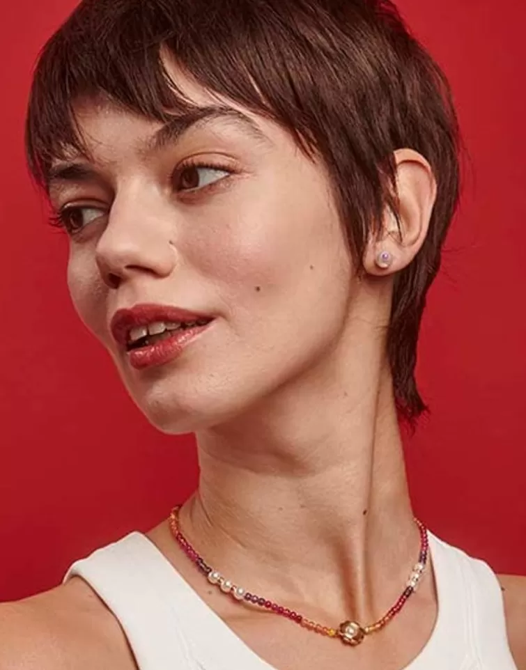 Pendientes De Botón | Majorica Pendientes Color Pop De Perla Redonda Blanca Y Circonita Magenta