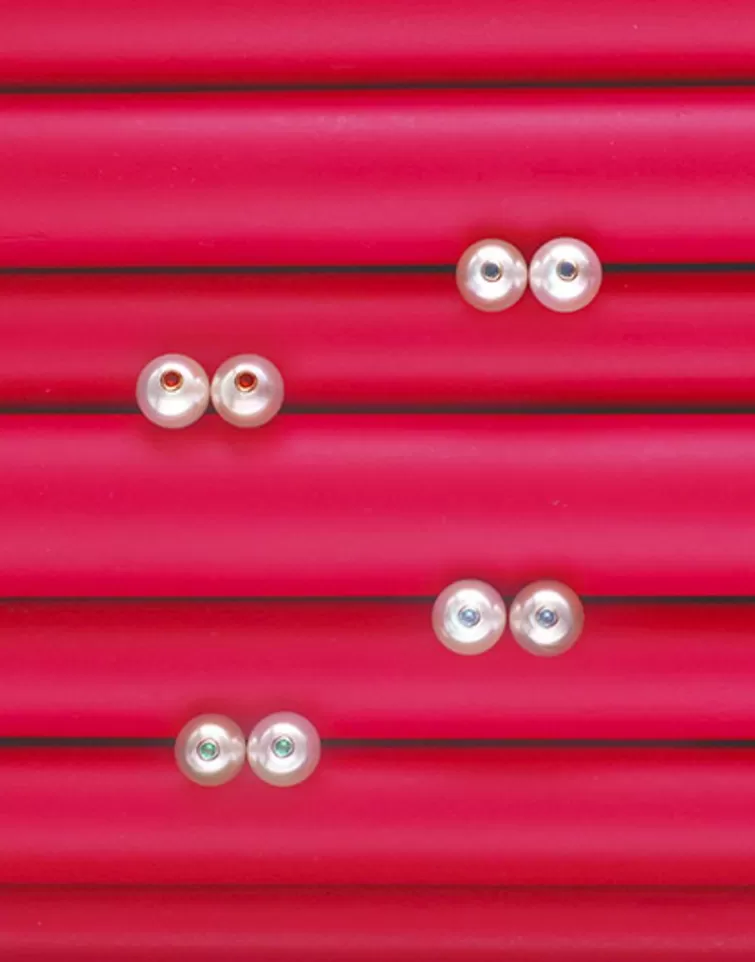 Pendientes De Botón | Majorica Pendientes Color Pop De Perla Redonda Blanca Y Circonita Magenta