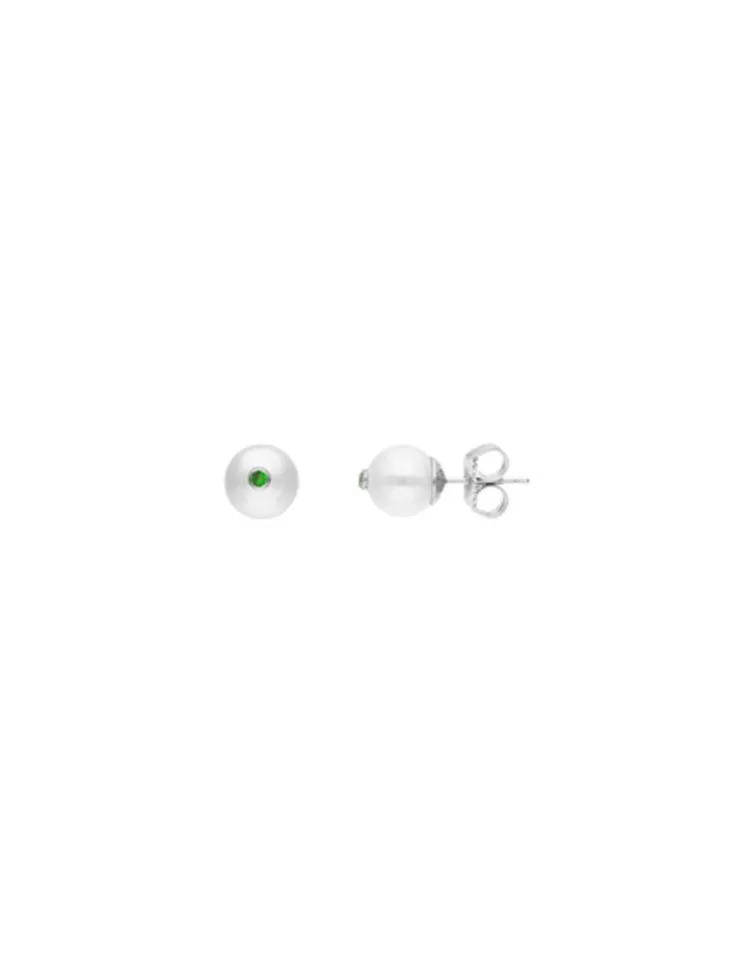 Pendientes De Botón | Majorica Pendientes Color Pop De Perla Redonda Blanca Y Circonita Turquesa