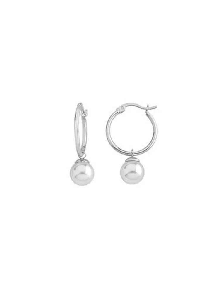 Pendientes De Aro Con Perlas | Majorica Pendientes De Aro Anneau De 26Mm En Plata Con Perla