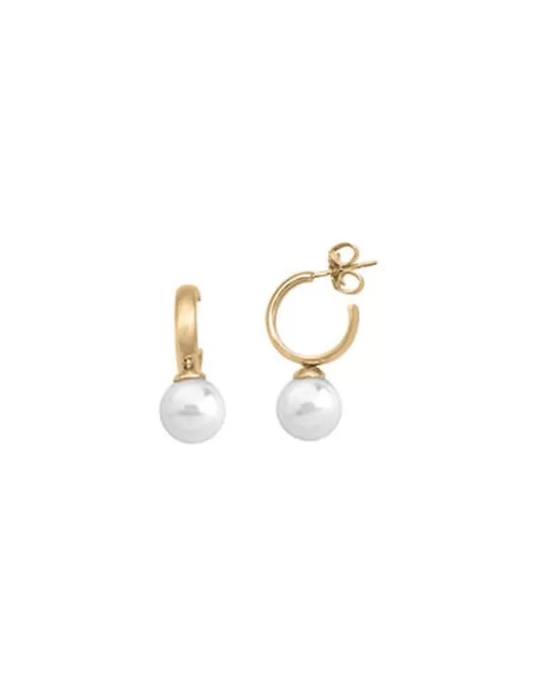 Pendientes De Aro Con Perlas | Majorica Pendientes De Aro Chara En Plata Dorada Con Perla