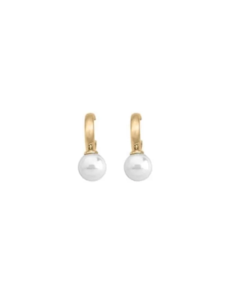 Pendientes De Aro Con Perlas | Majorica Pendientes De Aro Chara En Plata Dorada Con Perla