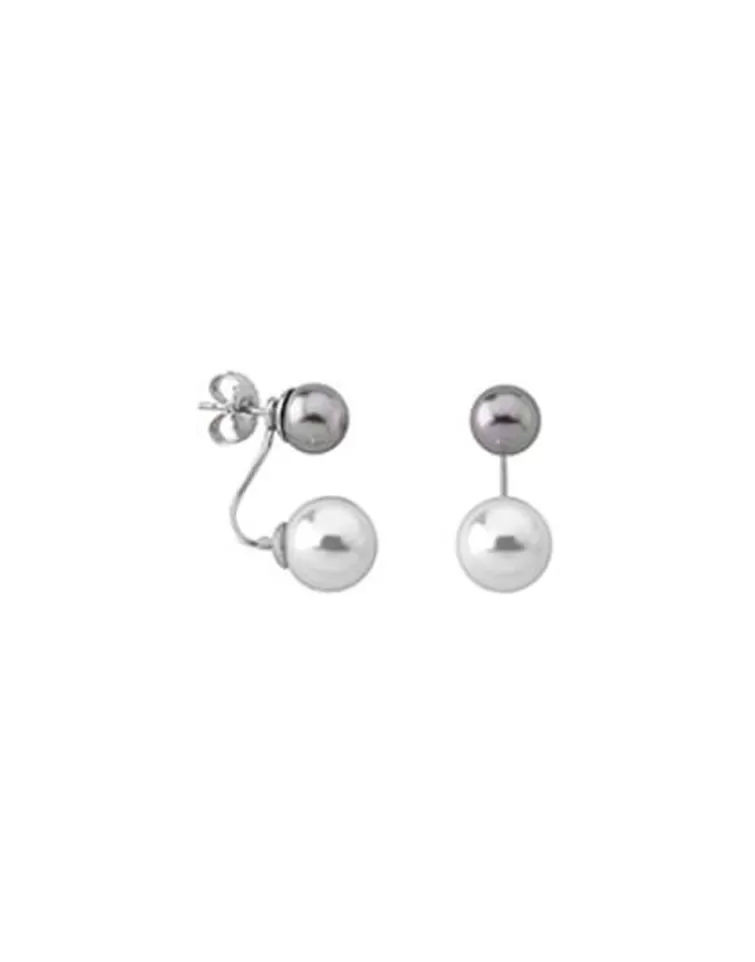 Pendientes Cortos | Majorica Pendientes Jour Plata Con Perlas Blanca Y Gris 8 Y 10Mm