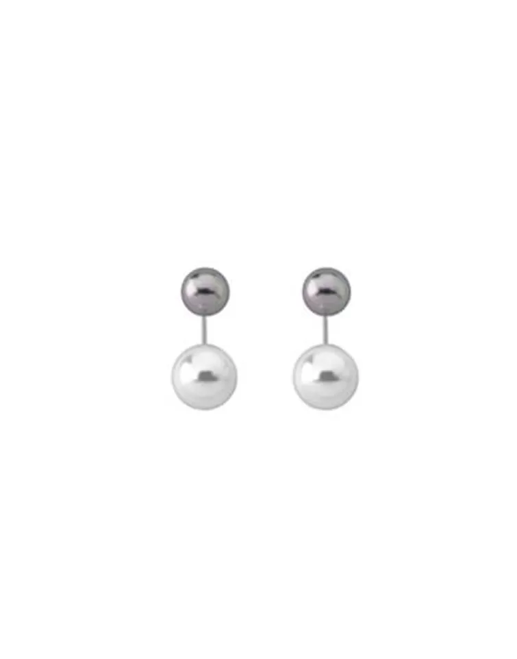 Pendientes Cortos | Majorica Pendientes Jour Plata Con Perlas Blanca Y Gris 8 Y 10Mm