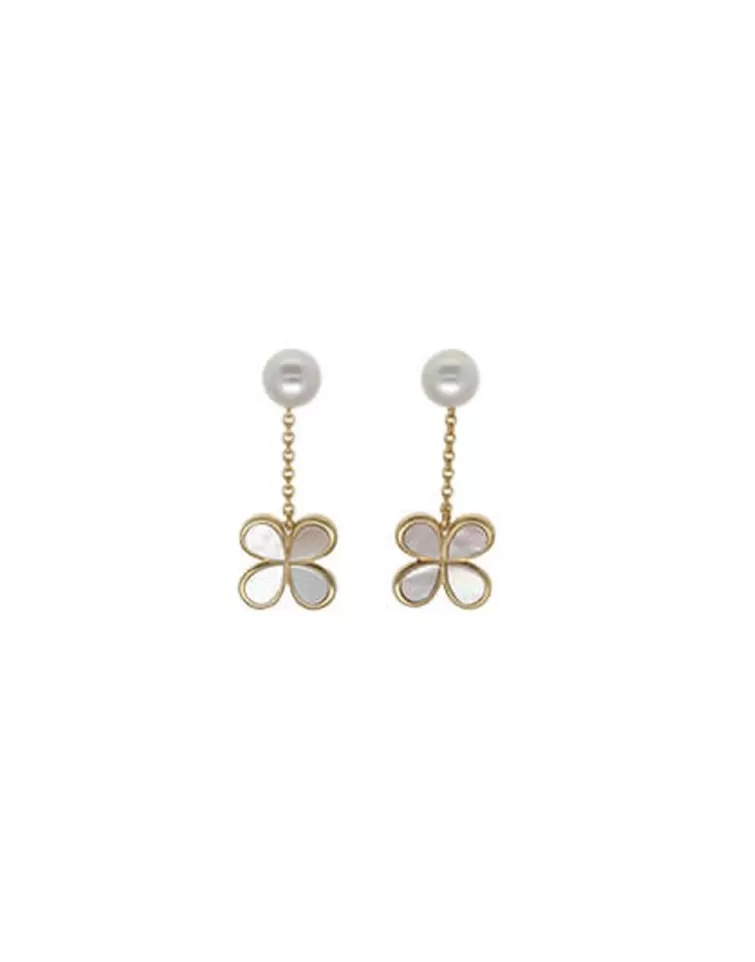 Pendientes De Perlas Largos | Majorica Pendientes Largos Ayanti 2 En 1 Con Perla Redonda Blanca