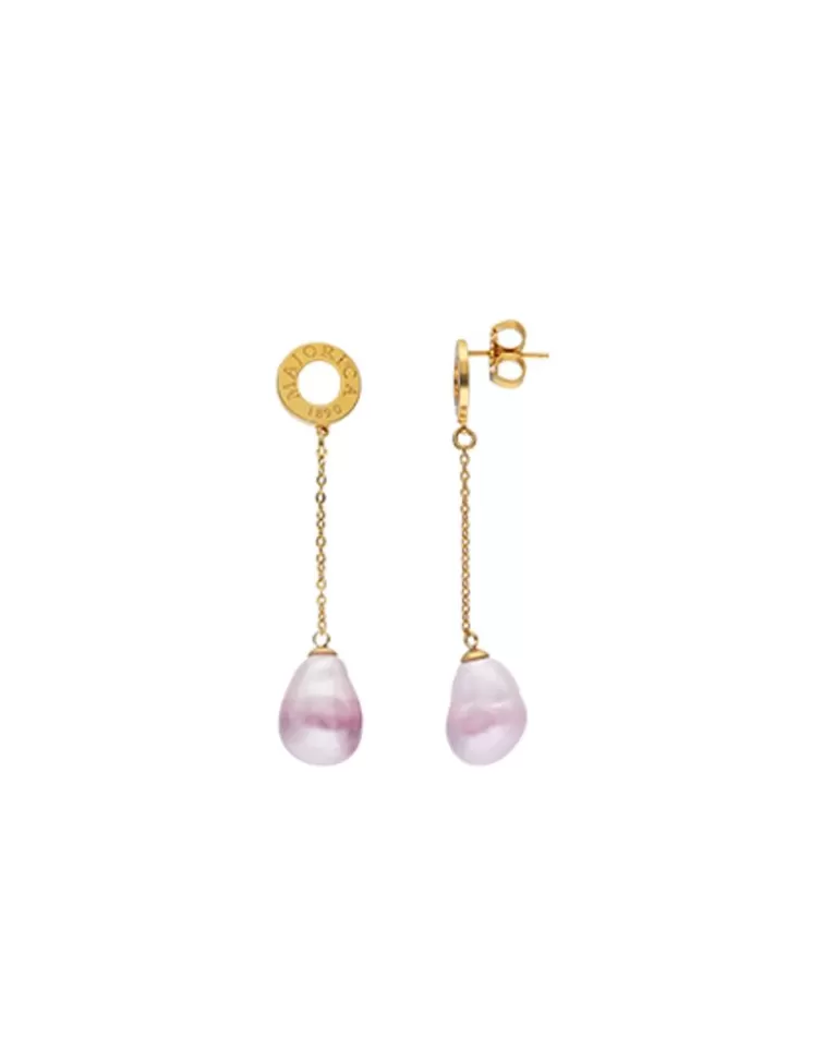 Pendientes De Perlas Largos | Majorica Pendientes Largos Luar Con Perlas Barrocas Bicolor Rubi