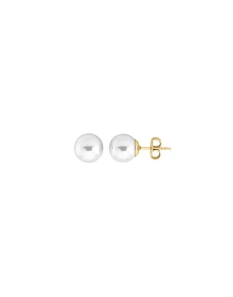 Pendientes Para Bebé | Majorica Pendientes Oro 18K Taylor Con Perla Blanca 10Mm