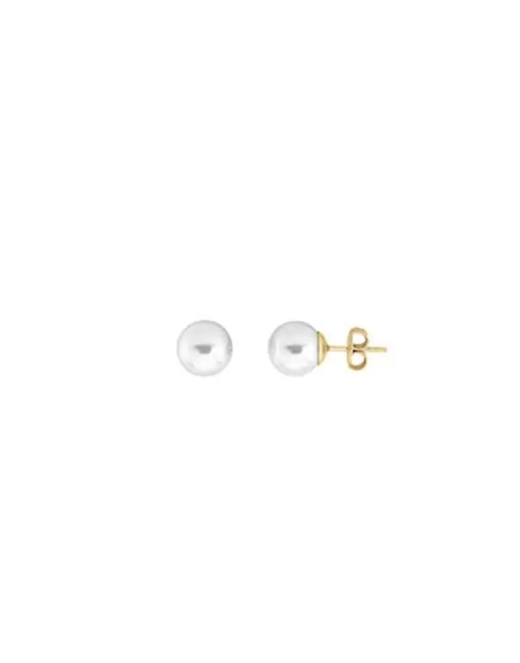Pendientes Para Bebé | Majorica Pendientes Oro 18K Taylor Con Perla Blanca 8Mm