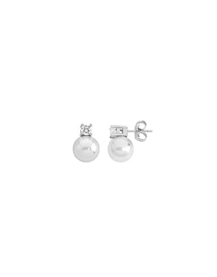 Pendientes Tú & Yo | Majorica Pendientes Selene En Plata Con Perla Blanca 10Mm Y Circonitas