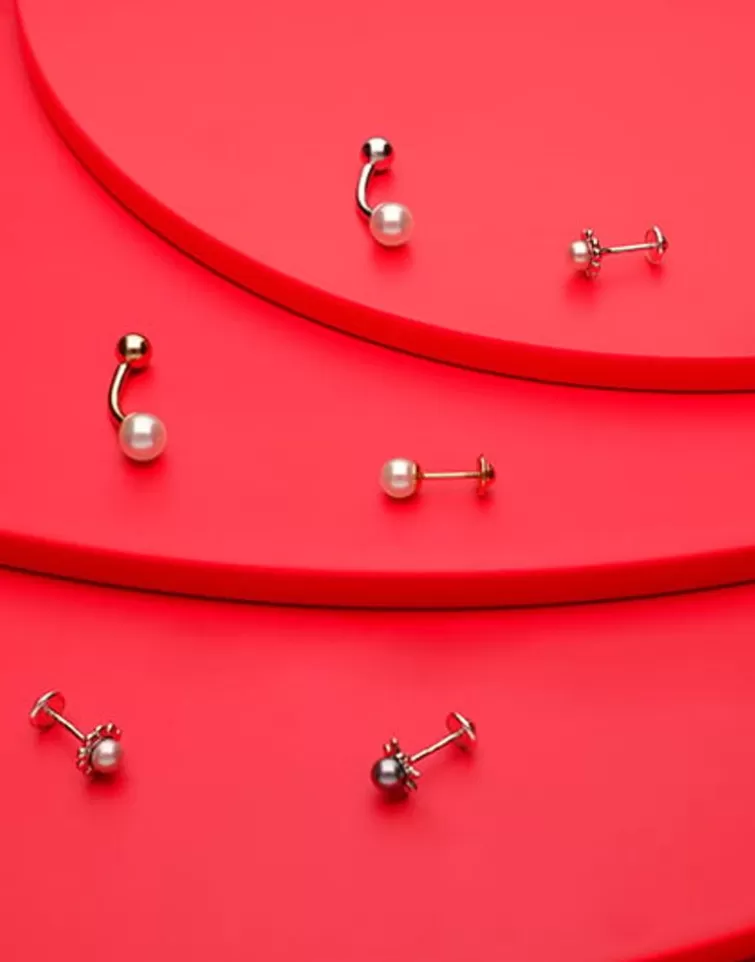 Piercings | Majorica Piercing Oreja Flor Coleccion Cos Con Perla Nuage De 4Mm