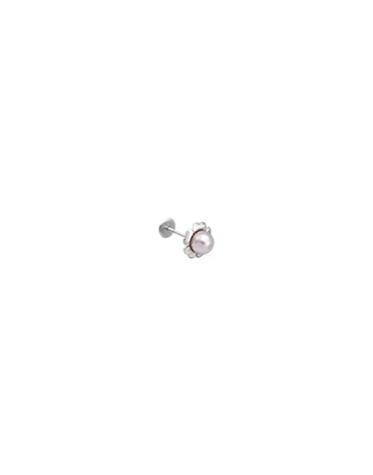 Piercings | Majorica Piercing Oreja Flor Coleccion Cos Con Perla Rosa De 4Mm