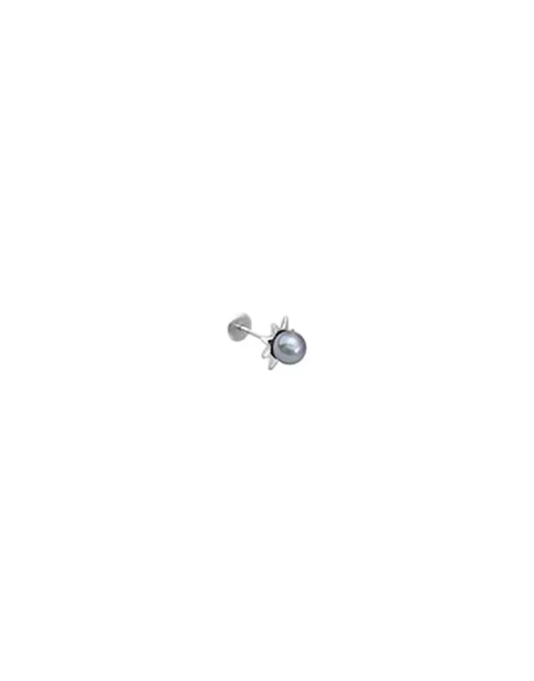 Piercings | Majorica Piercing Oreja Sol Coleccion Cos Con Perla Gris De 4Mm