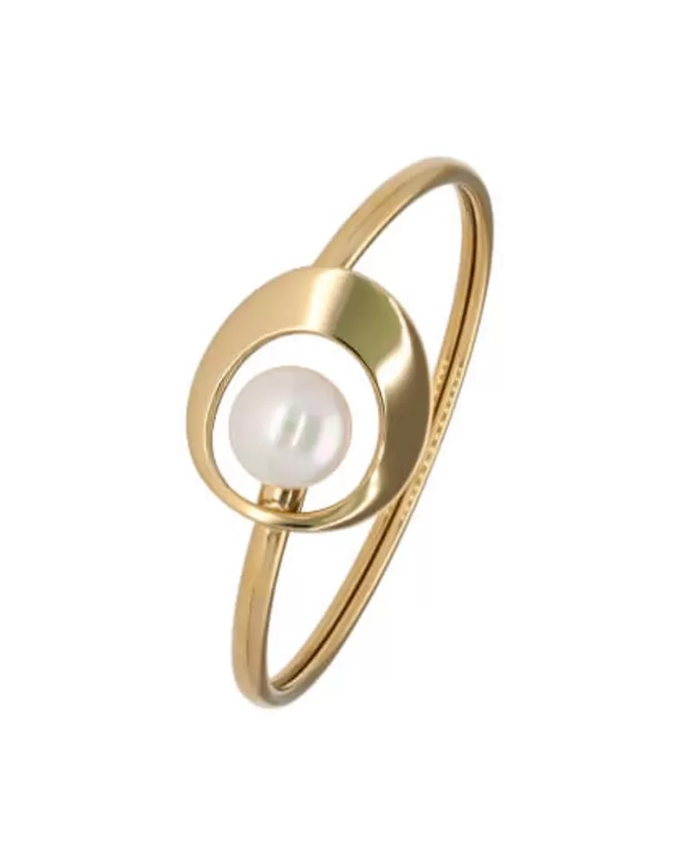 Brazaletes Rígidos | Majorica Pulsera Petra Rigida En Acero Dorado Y Perla Blanca