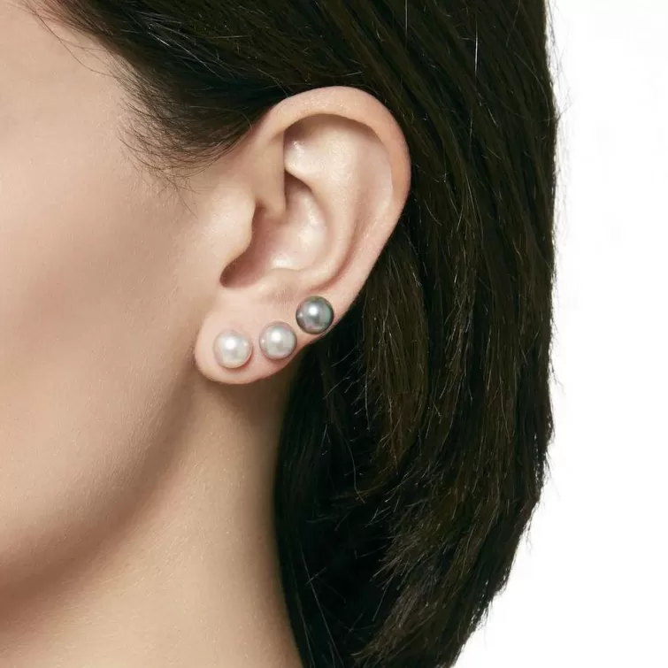 Pendientes De Botón | Majorica Set De Pendientes De Perlas Lyra 8 Mm Rose, Gris, Nuage